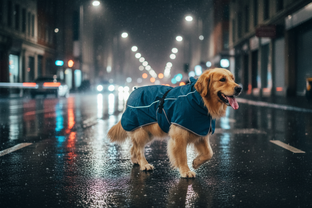 PetOuterwear Hero Banner - Teal Reflective Coat